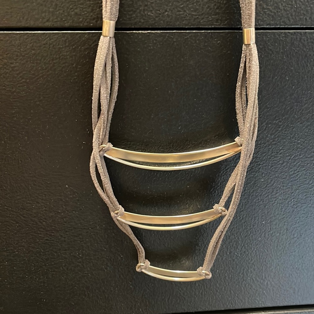 Silpada gray leather and sterling silver stunner!!